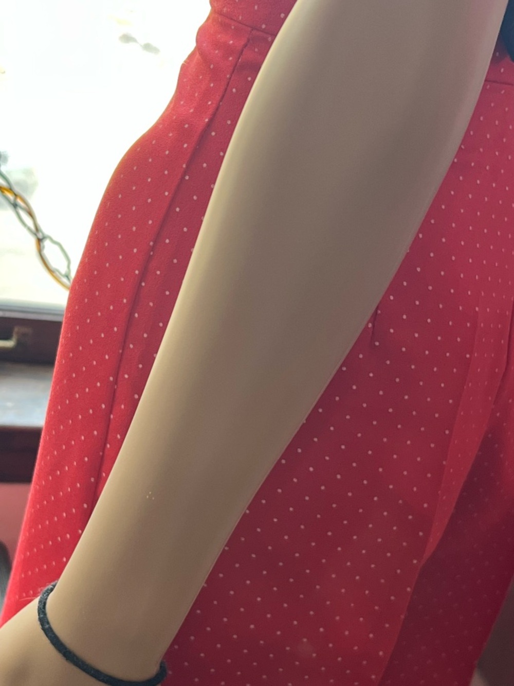 Vintage Handmade Wide Leg Red Polka-Dot Pants - Women's Stylish High-Rise - Picture 14 of 16